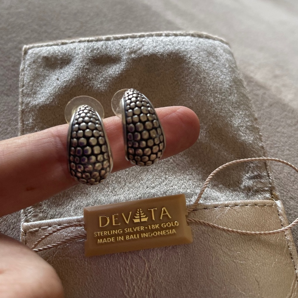 Devata Sterling Silver Earrings J Hoop 2 prs